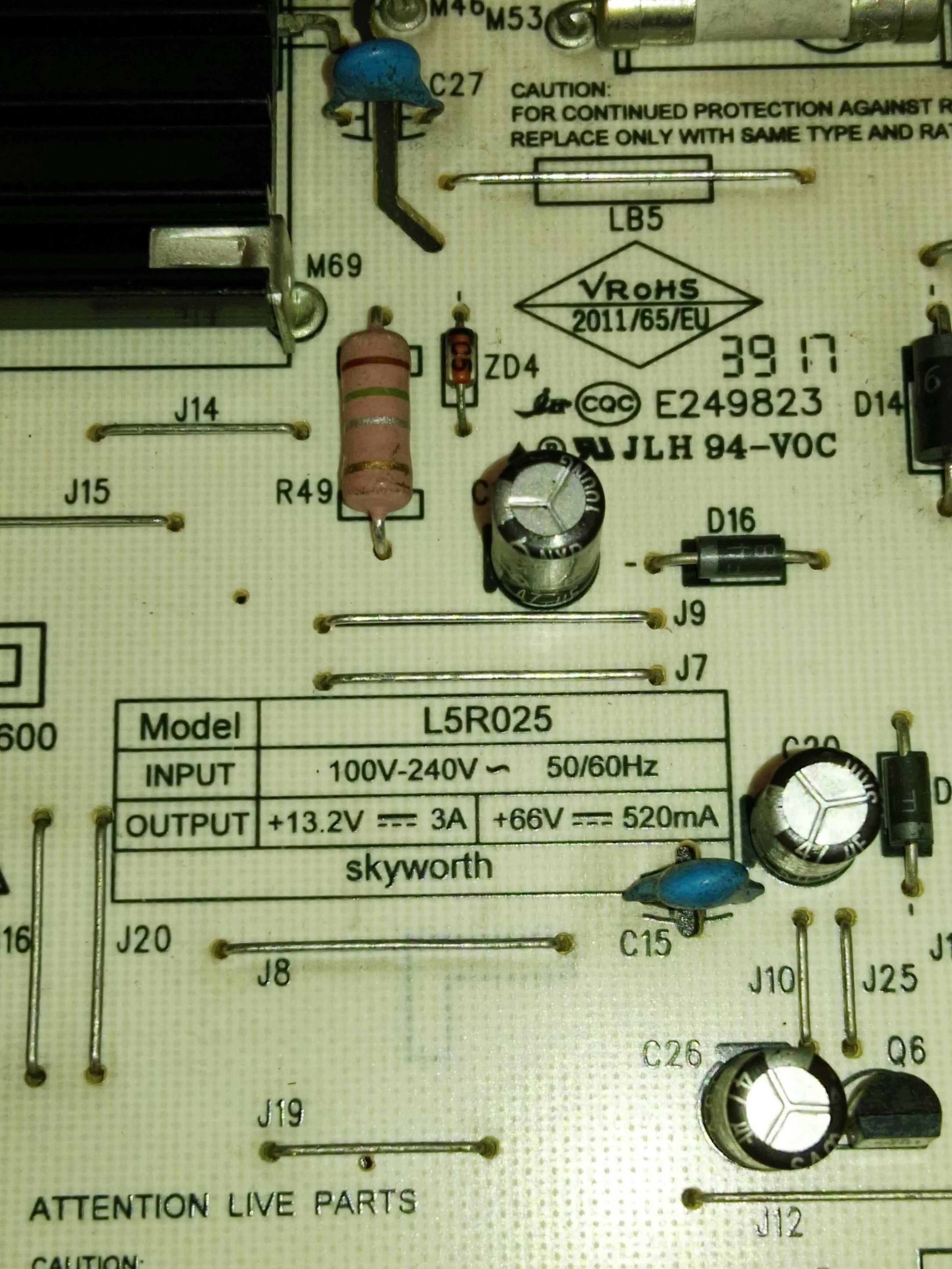 Fonte de alimentação Skyworth L4R031 & L5R025