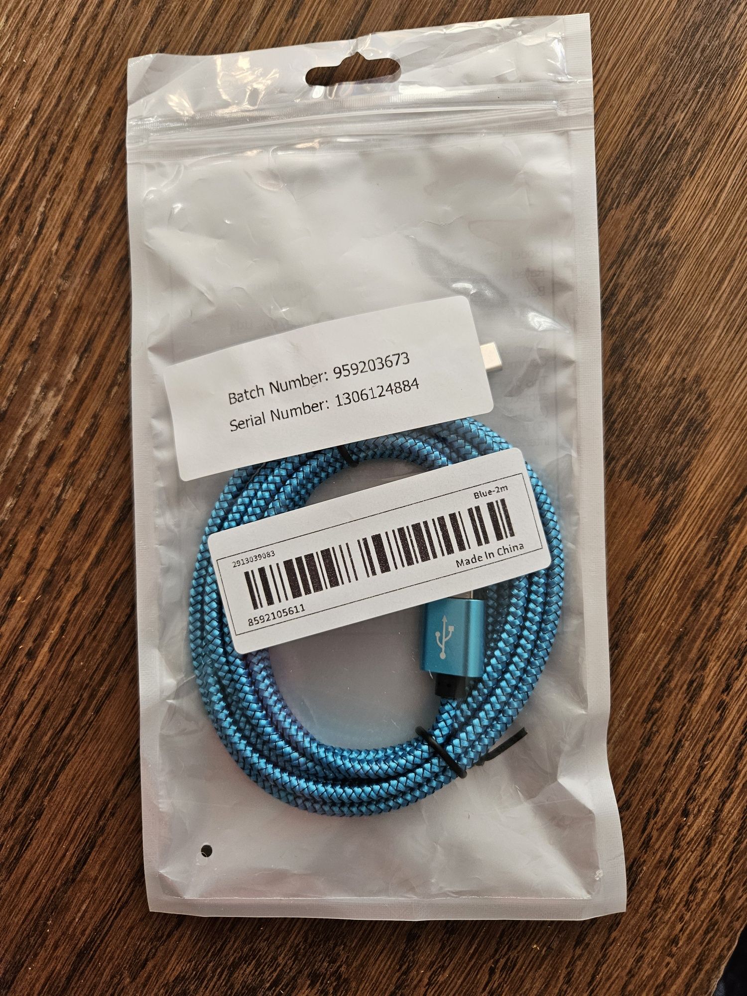 USB Kabel C niebieski do ładowarki 3A długość 2metry