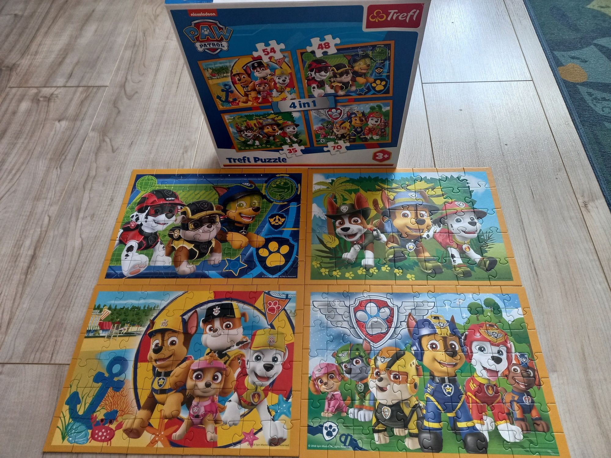 Puzzle Trefl 4in1 Psi Patrol 3 elementy 54, 48, 35, 70
