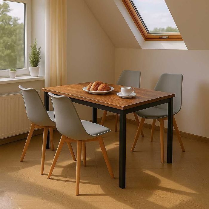 NOWY Stół z Krzesłami Drewniany do Kuchni Salonu Jadalni Stolik Loft