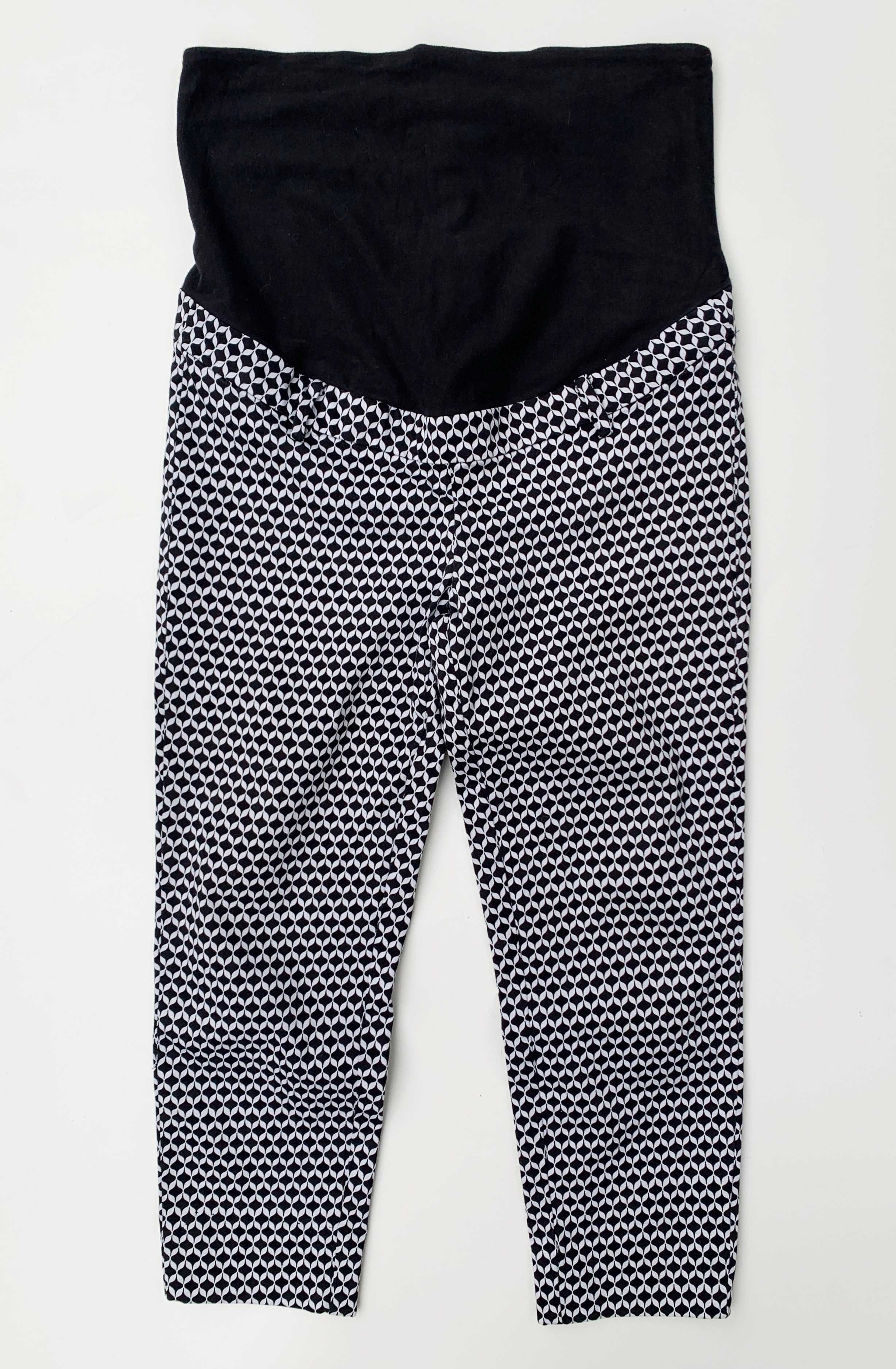 Spodnie Ciążowe H&M Mama Wzory XL 42 Czarne Białe