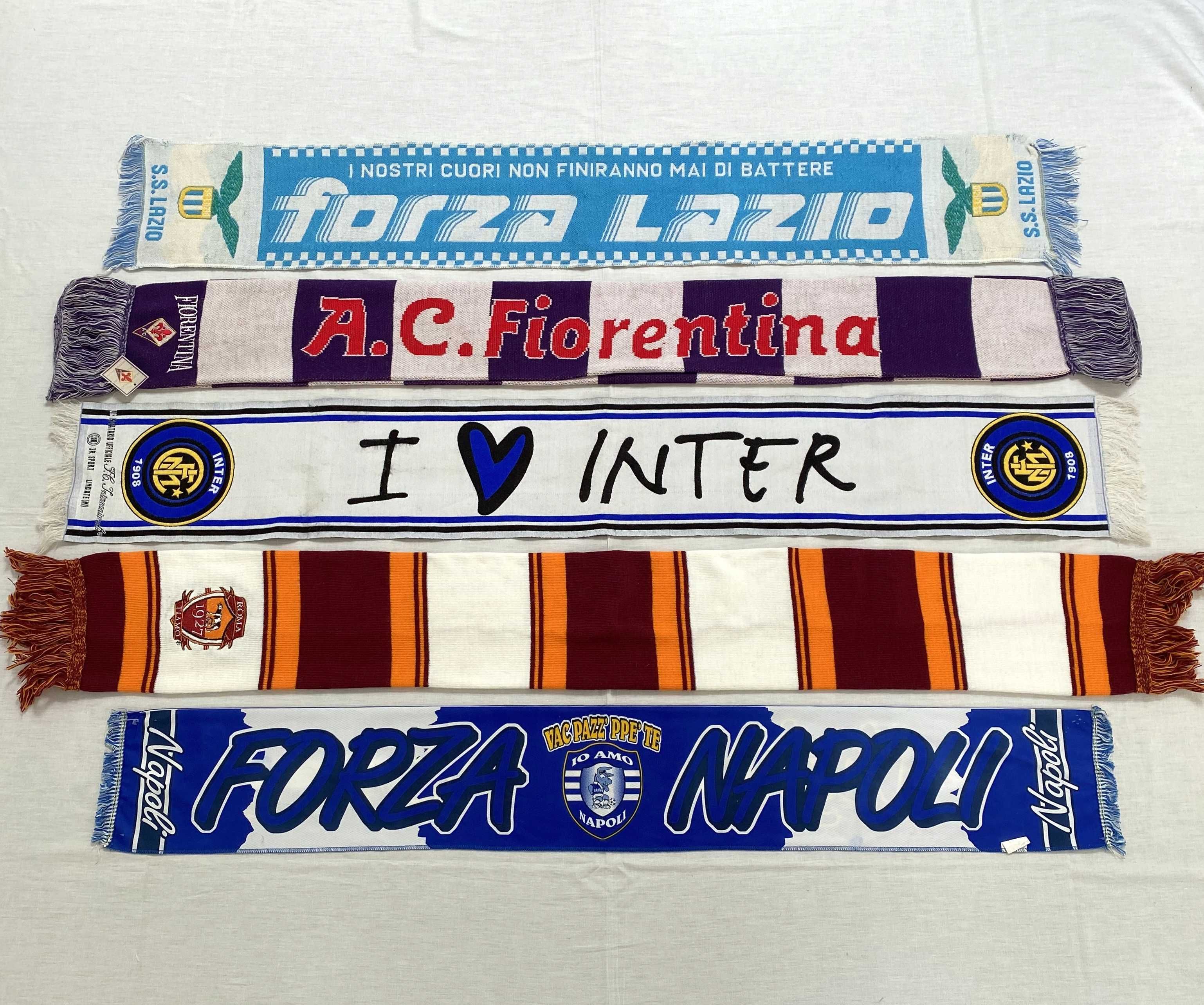 Lote 5 cachecois clubes de Italia Lazio Roma Inter Napoles