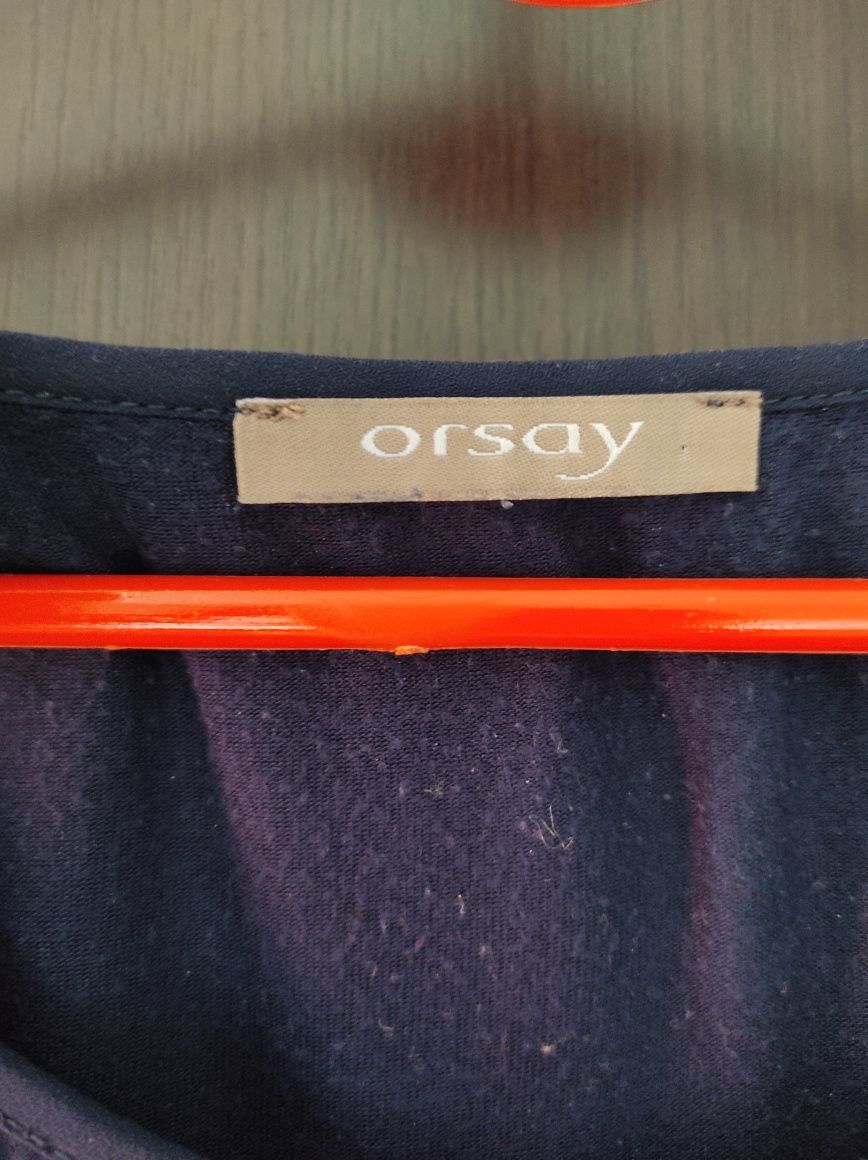 Bluzka długi rękaw Orsay 42 wiosna do pracy granatowa