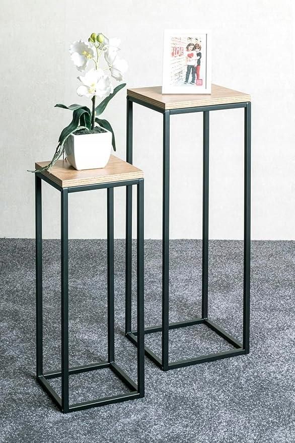 Haku furniture kolumna na kwiaty, mdf, dąb, czarna, kwietnik, stojak