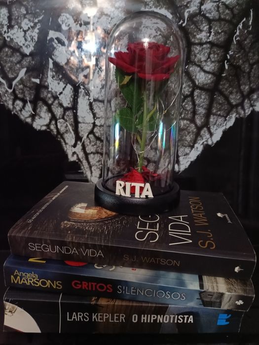 Dia da mãe Cúpula, redoma c/rosa e led's+ nome personalizado