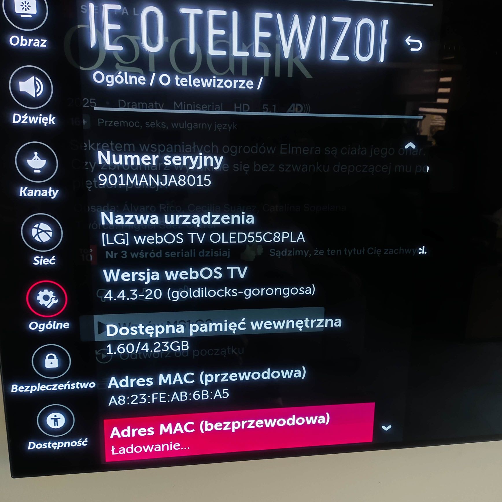 Tv LG OLED 55 cali c8