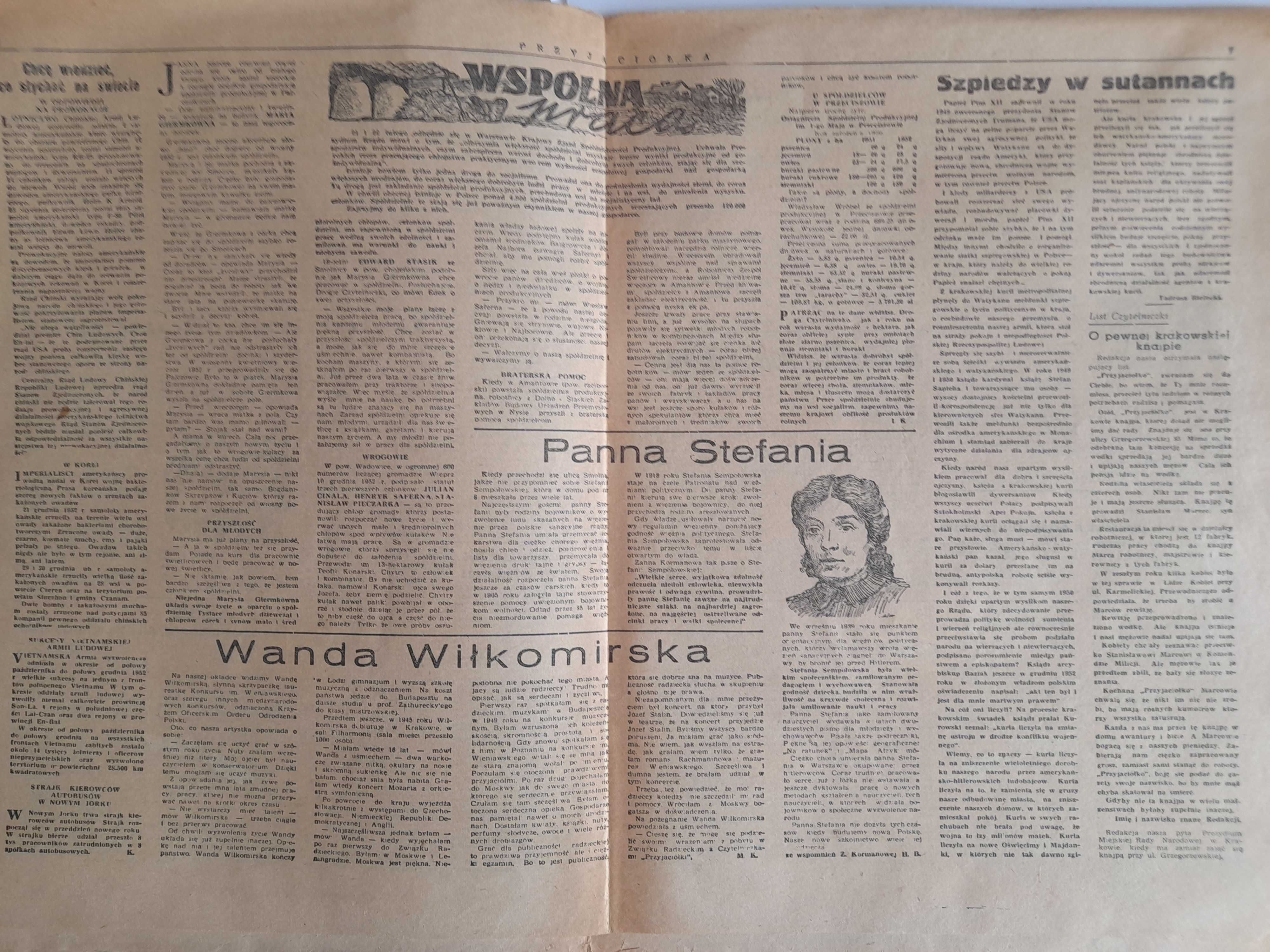 PRZYJACIÓŁKA 20 / 1953 okładka - Wanda Wiłkomirska