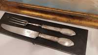 Przepiękne secesyjne sztućce srebrne Francja XIX Orfevrerie Boulanger