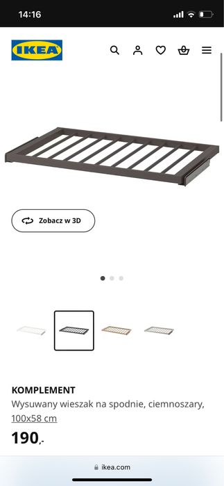 Nowy wieszak na spodnie ikea komplement 100x58