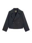 Massimo Dutti Krótki płaszcz trencz z wełny Luźny wełniany Czarny 42XL