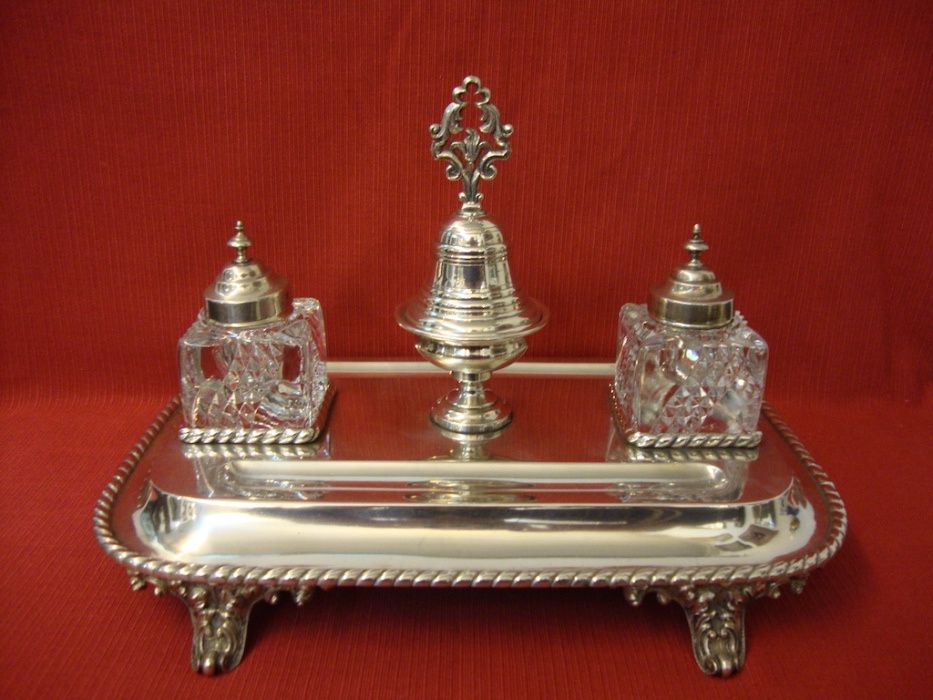 Tinteiro antigo em prata