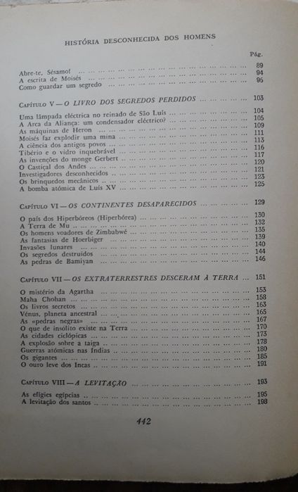 Livro "História desconhecida dos Homens" de Robert Charroux