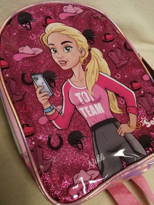 Plecak do przedszkola dla dziewczynki brokatowy Selfie Girls