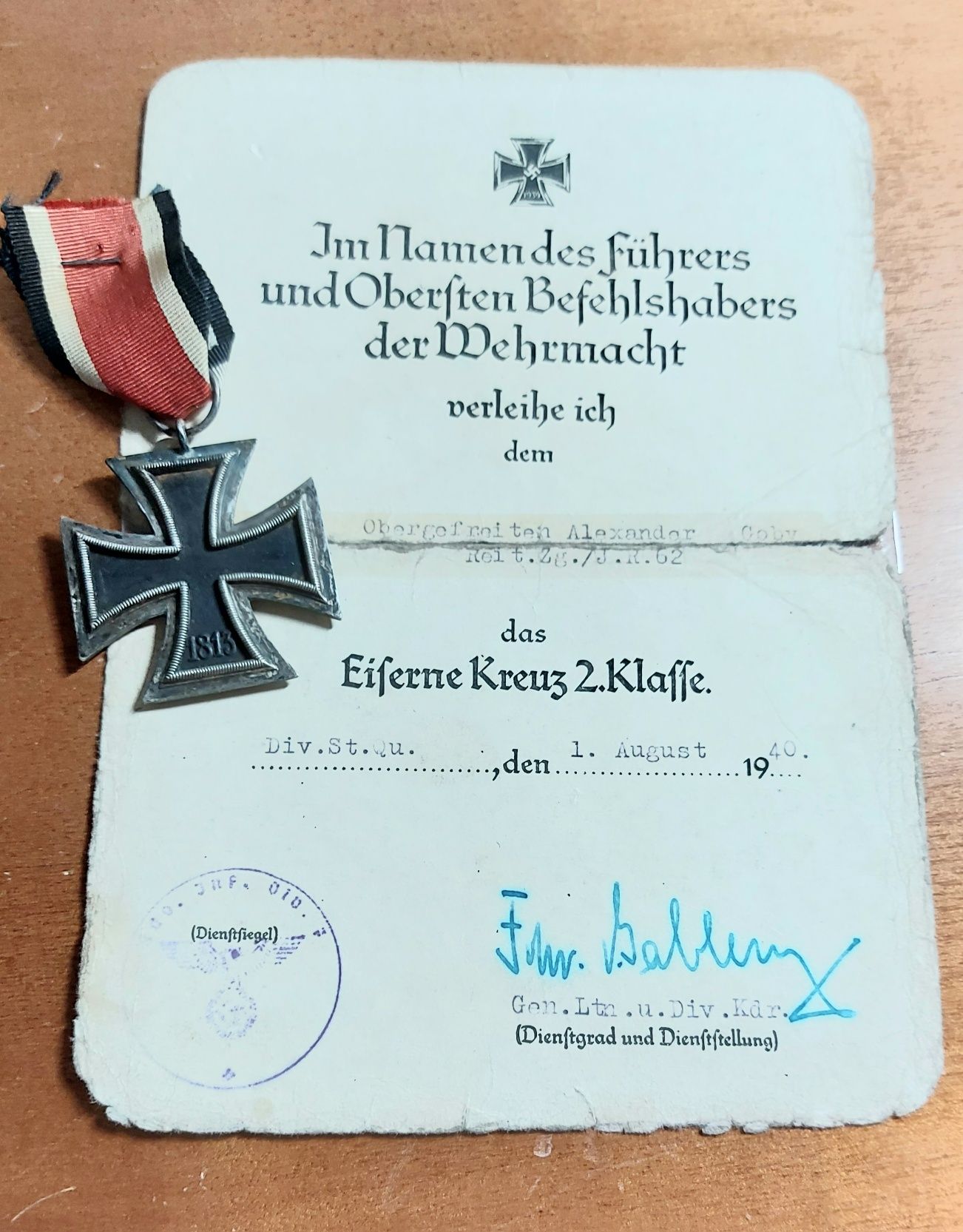 PROMOÇÃO--Cruz Ferro + Certificado-ORIGINAL-Alemanha nazi suástica