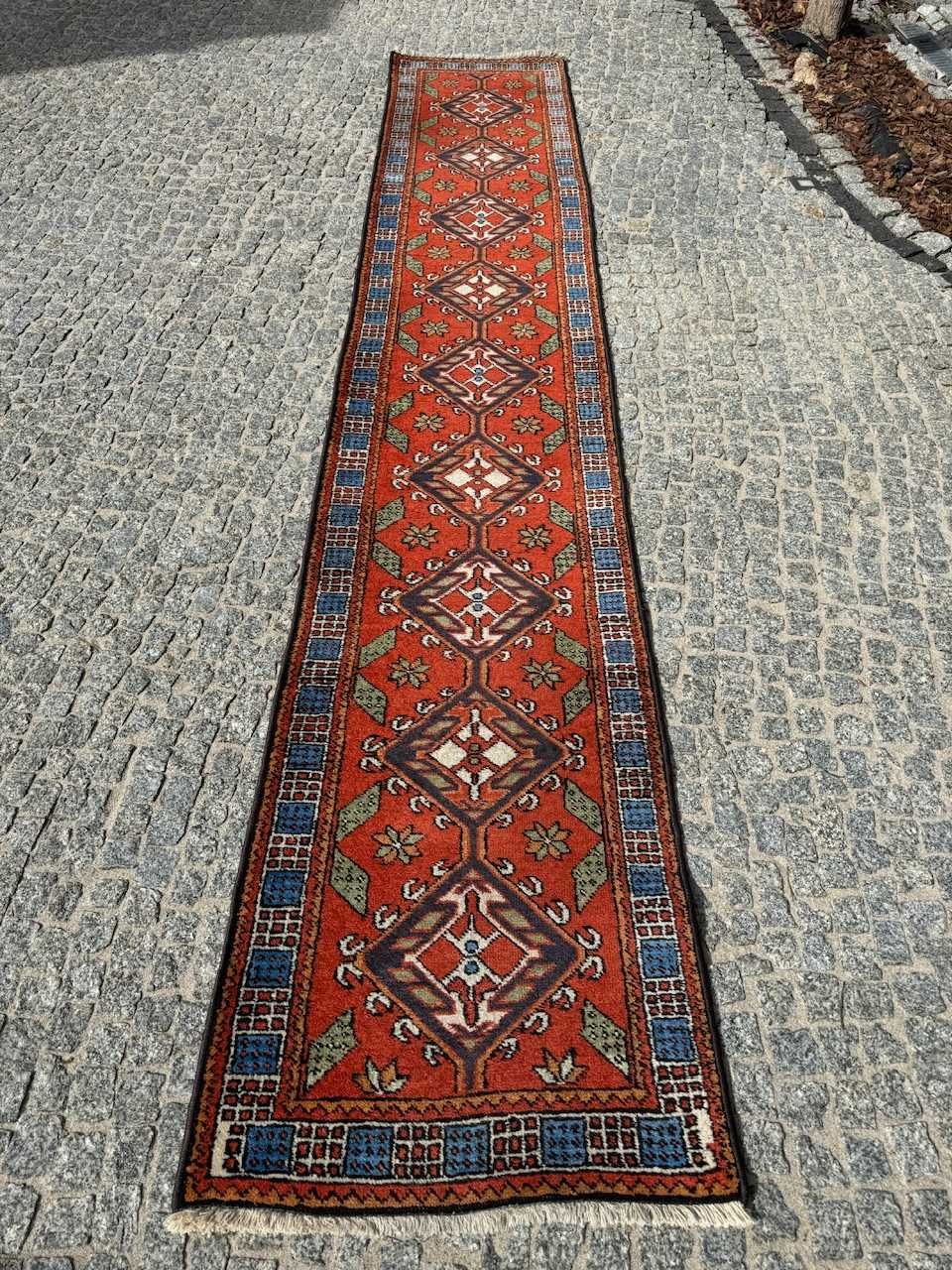 Wełniany chodnik dywan perski r.tkany Iran Hamadan 390x68 gal. 7 tyś