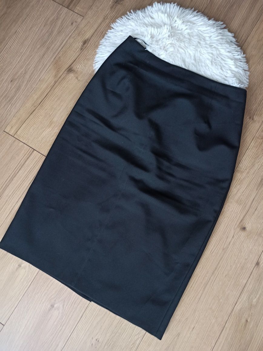 Elegancka czarna prosta długa spódnica wysoki stan M&S Collection L/40