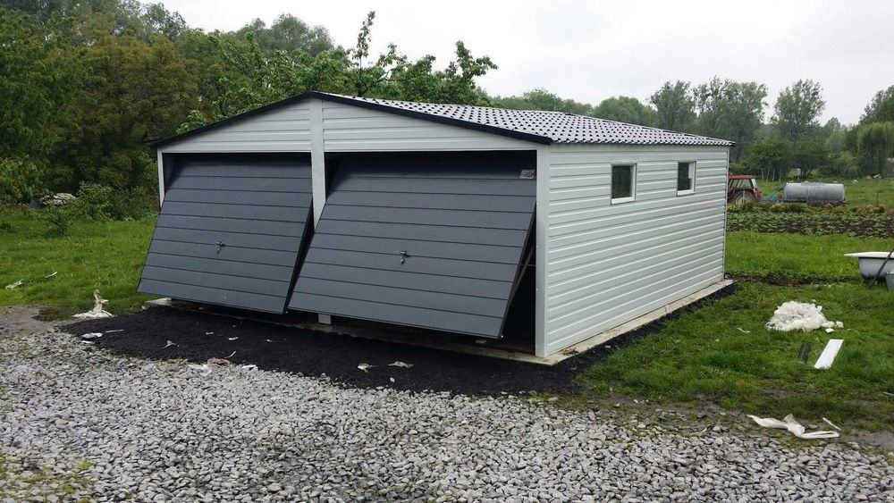 Garaże blaszane, Hale, Wiaty, Domki ogrodnicze