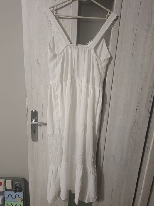 Biała sukienka koronkowa boho roz. XL