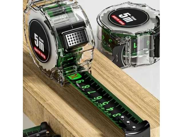 MIARA ZWIJANA Taśma Samoblokująca FLUORESCENCYJNA Miarka Metrówka 5m.