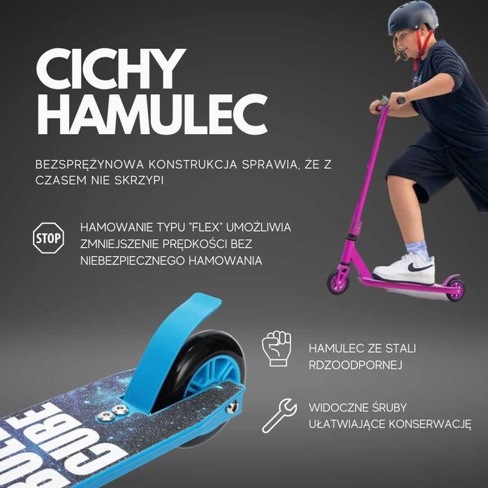 Hulajnoga wyczynowa lekka 360° 2-kołowa żółta