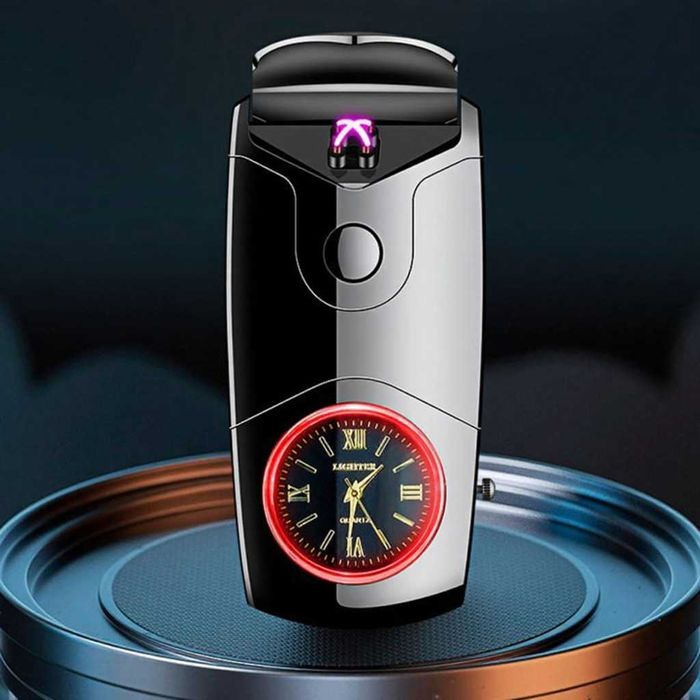 Зажигалка USB 2 дуги + часы в подарочной упаковке LB-770