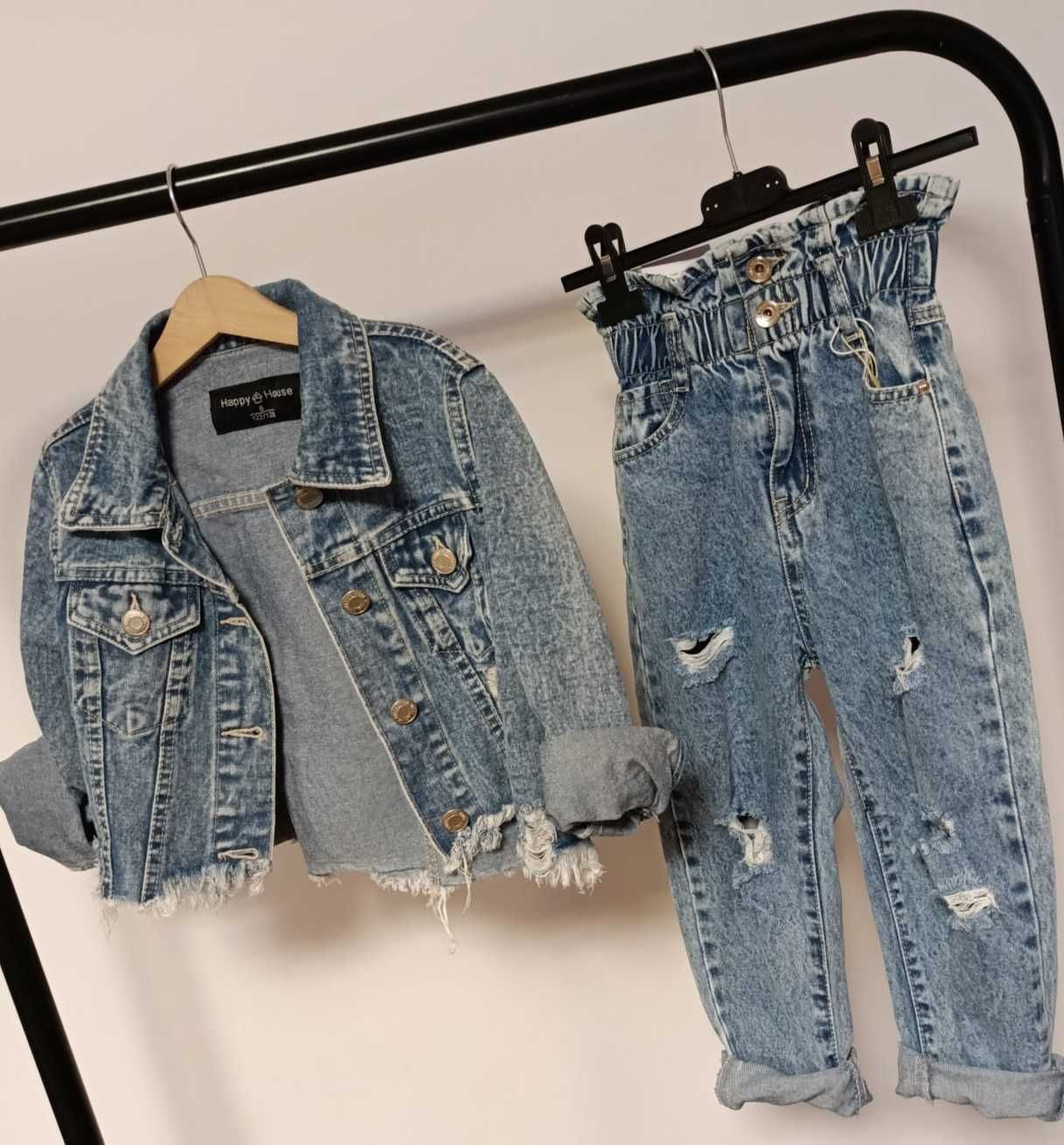 Jeansy z dziurami dziewczęce spodnie jeans boyfriendy 110/116