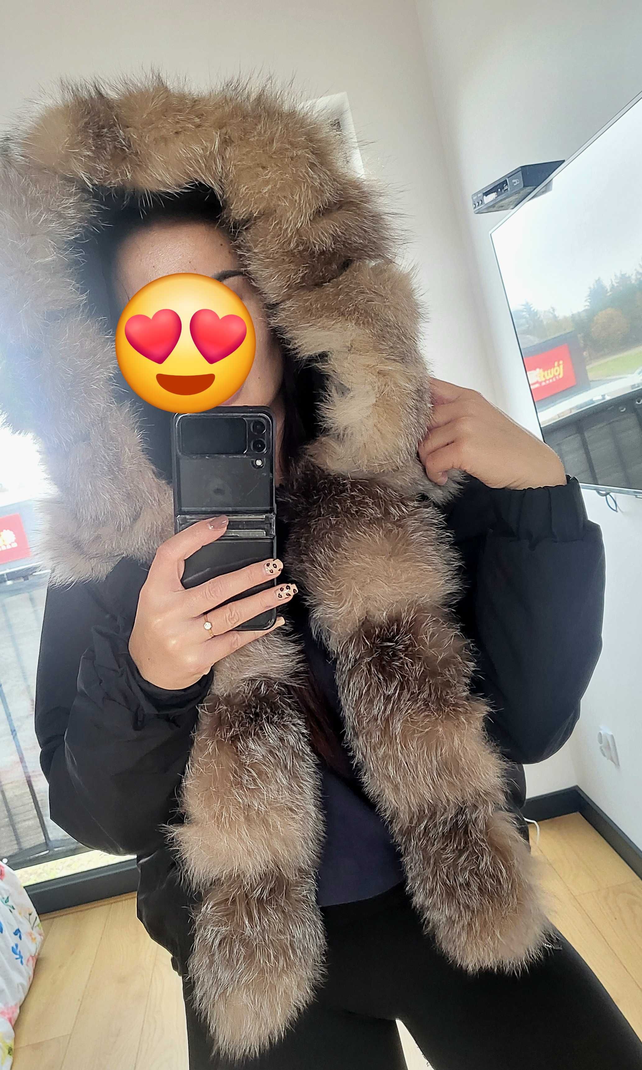 Kurtka zimowa odpinane futro z lisa bomberka