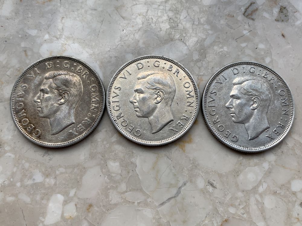 Srebrne monety Wielka Brytania Half crown 1939 i 1940 i 1945