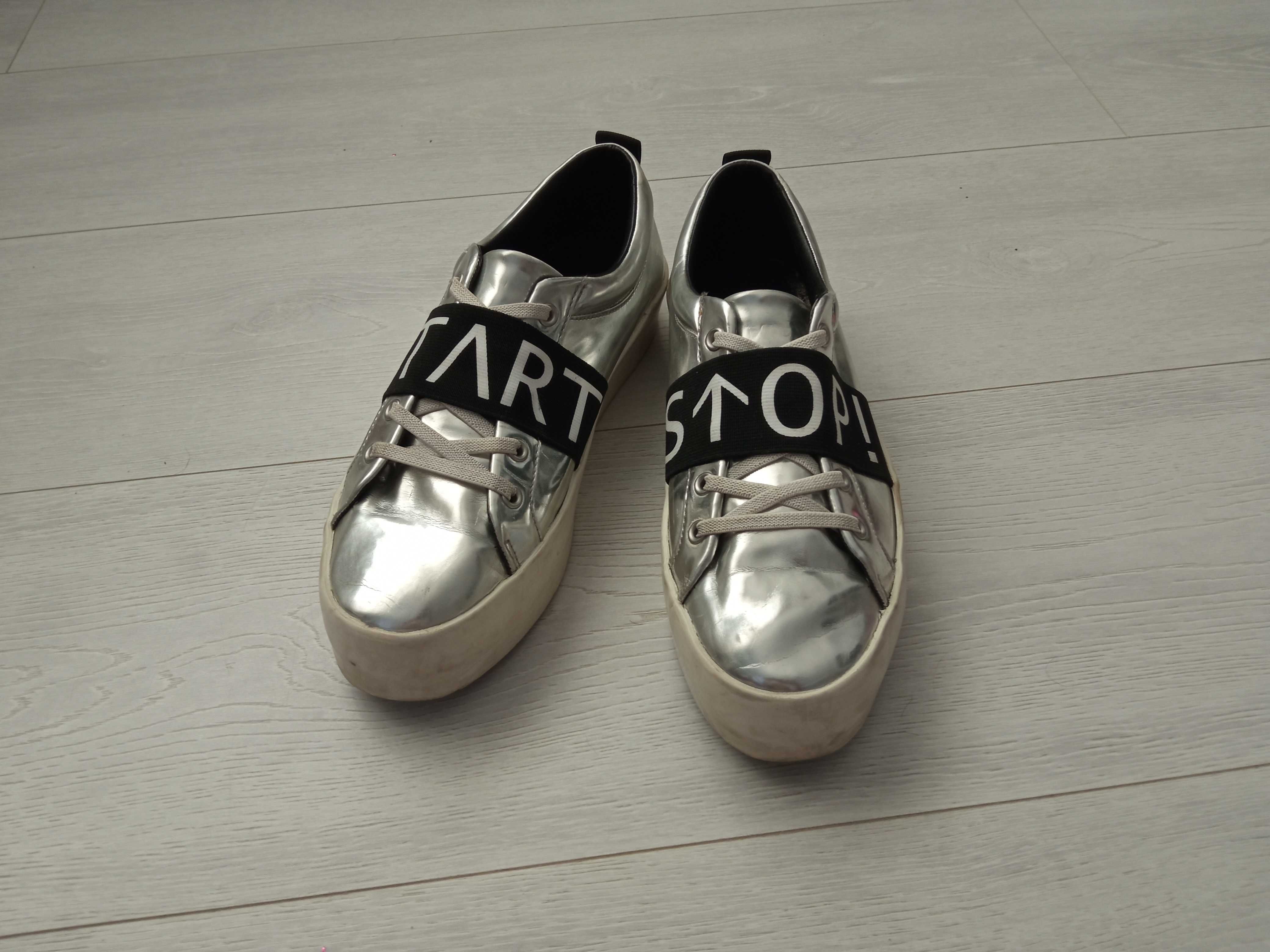 Слипоны кроссовки кеды Zara женские 38р серебро серебряные