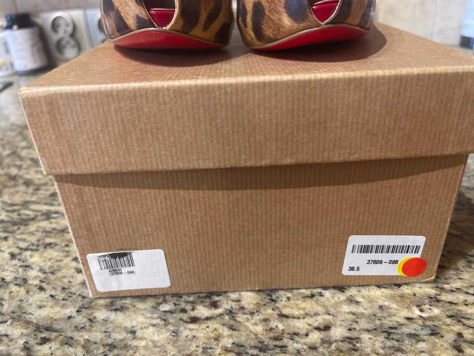 Czółenka Christian Louboutin Open Clic Peep Toe panterka 38.5 (24cm)