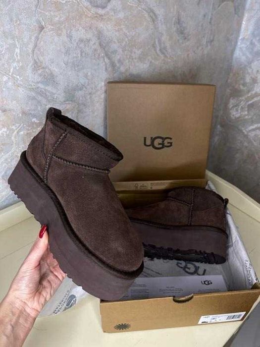 Розпродад Шоколадні Угги Ugg Classic Ultra Mini 5 cm platform Уги Ульт