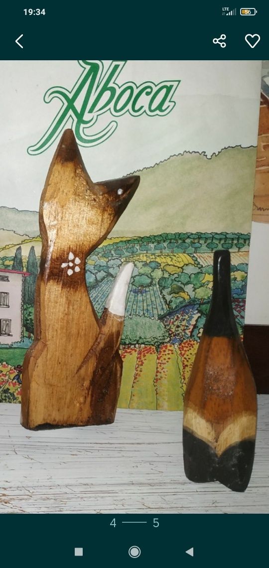 Dwa Prześliczne drewniane kotki kolekcjonerskie ręcznie malowane rzeź