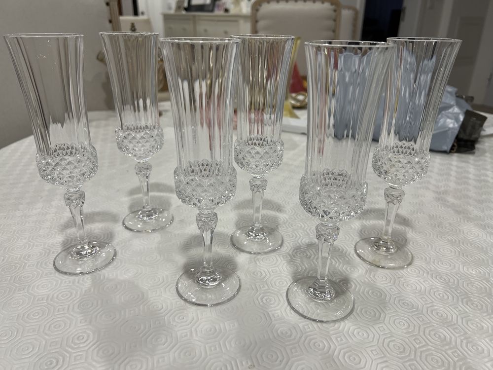 Conjunto 6 copos de champagne de cristal