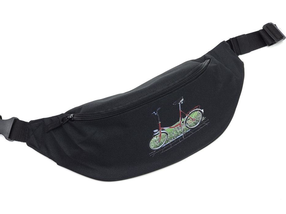 NOWA Nerka z nadrukiem roweru Wigry 3 czarna saszetka torebka PRL