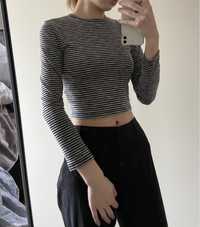 bluzka z długim rękawem crop top XS w paski