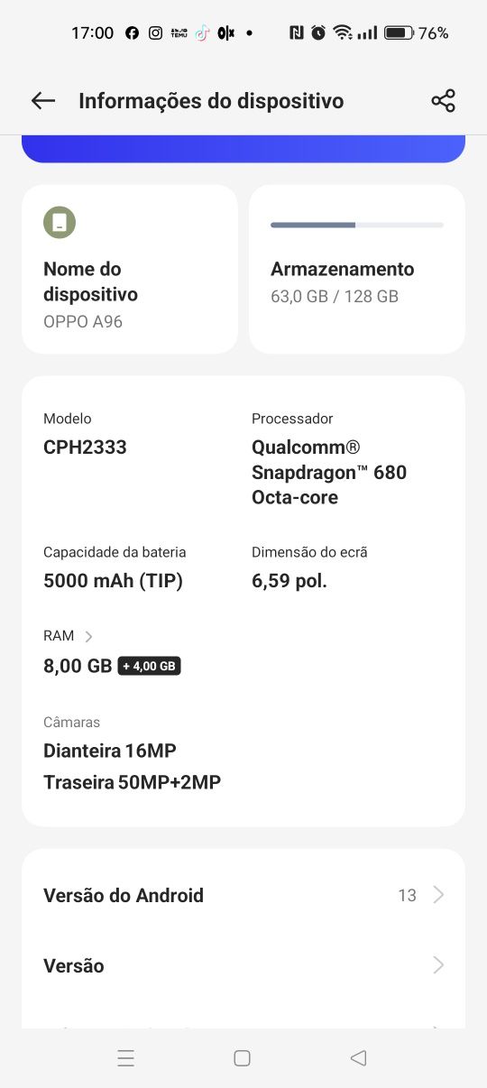 OPPO A96 ecrã um pouco partido