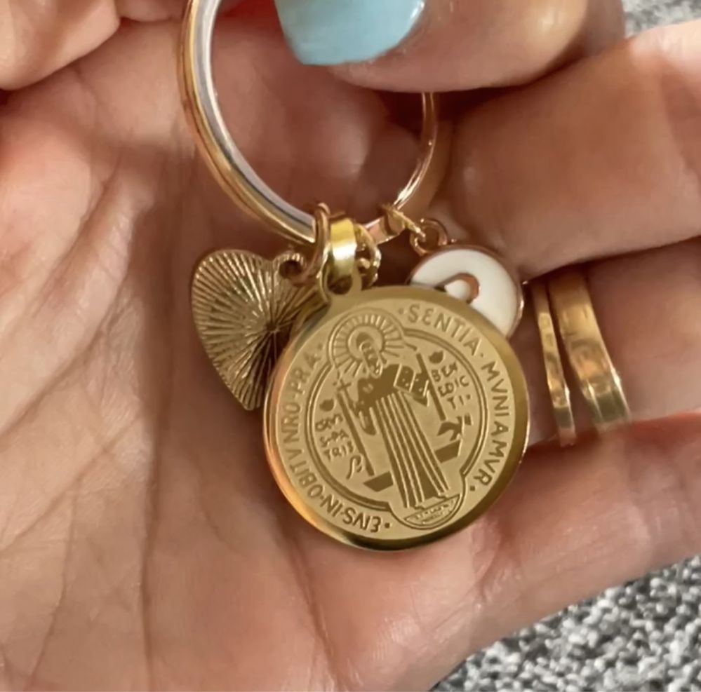 Porta chaves personalizado com medalha de aço de S. Bento