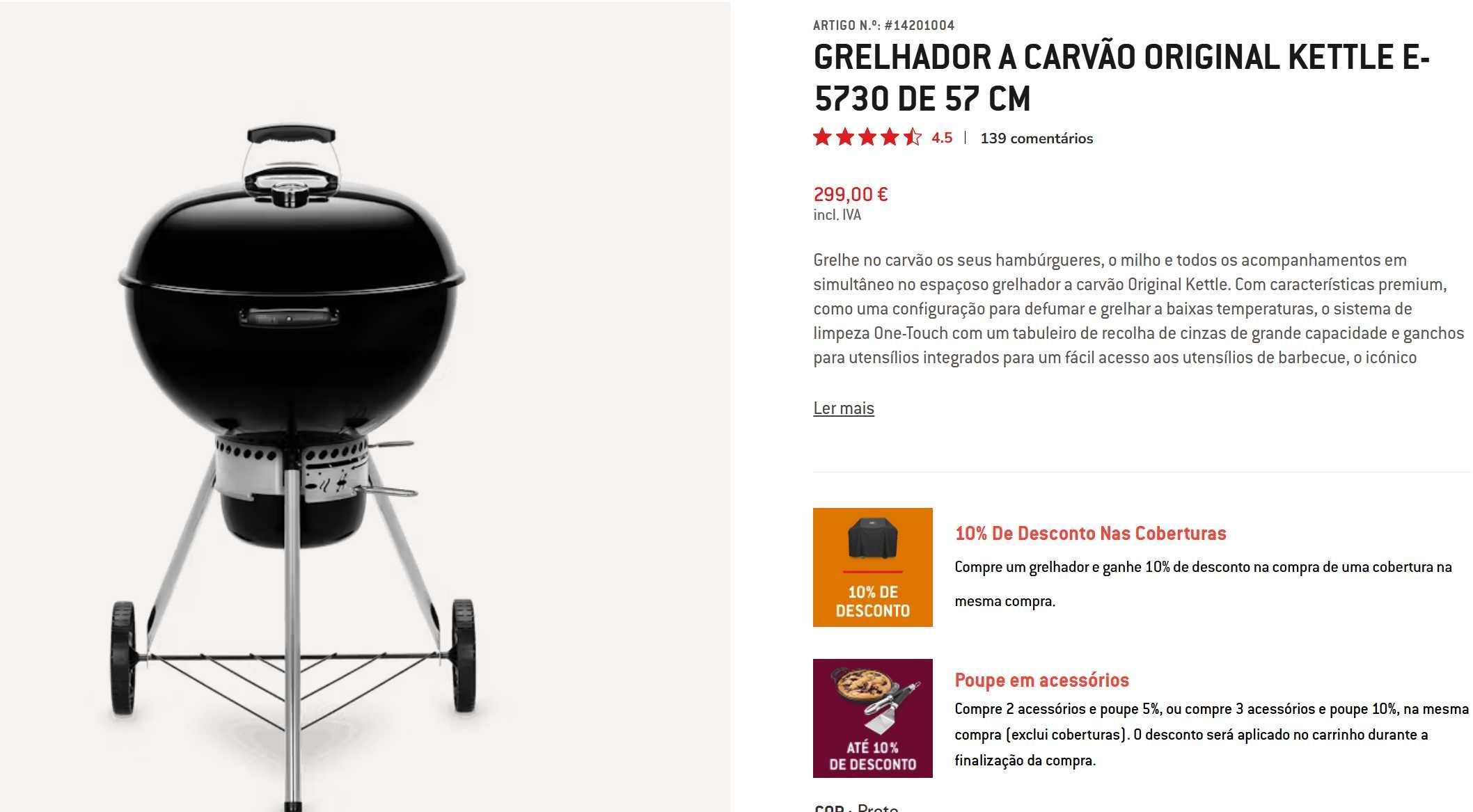 Grelhador a carvão Weber Original Kettle