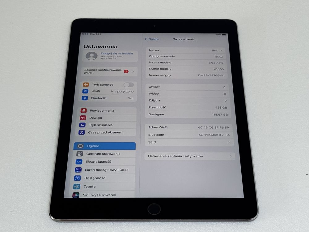 iPad Air 2 (A1566) - 128GB - faktura VAT 23%