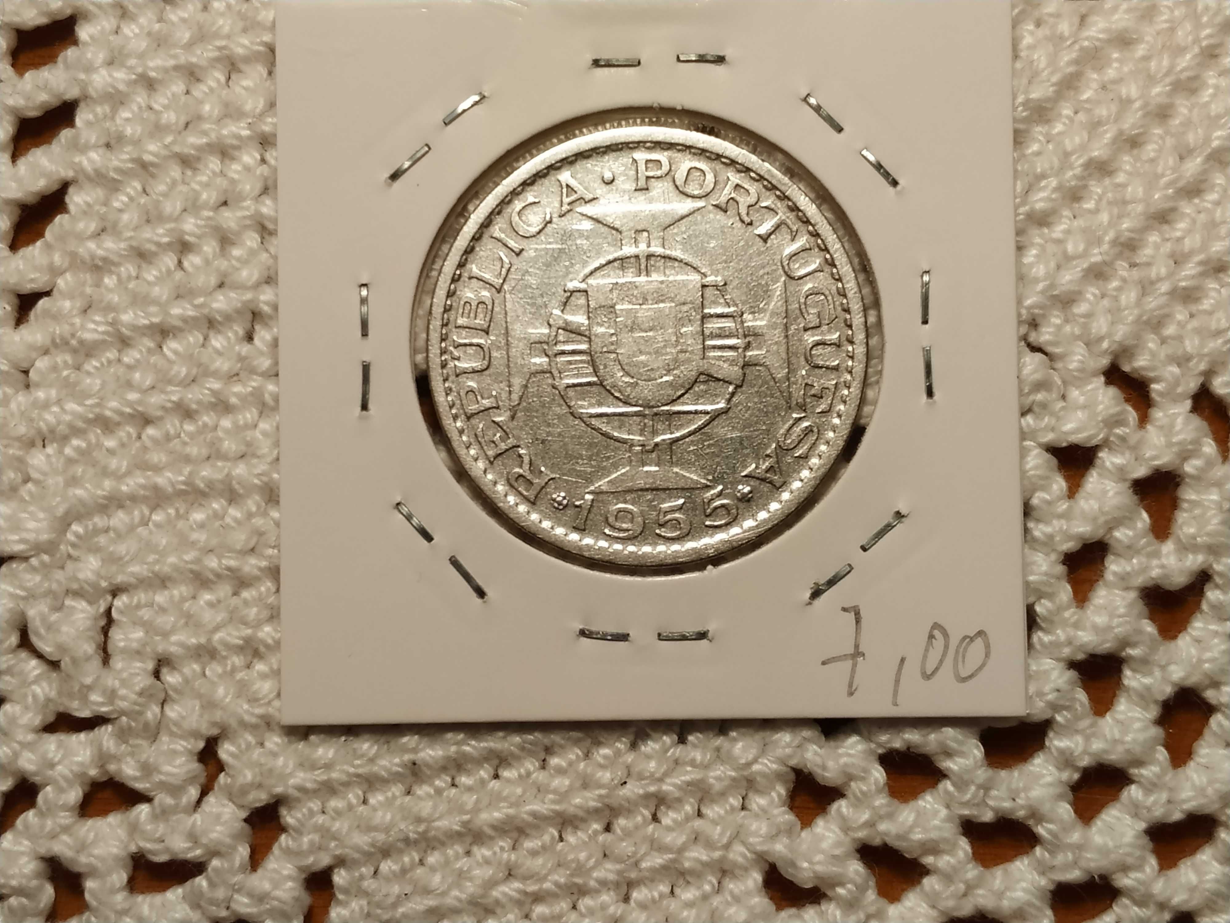 Moeda em prata de 20 escudos de 1955 Moçambique