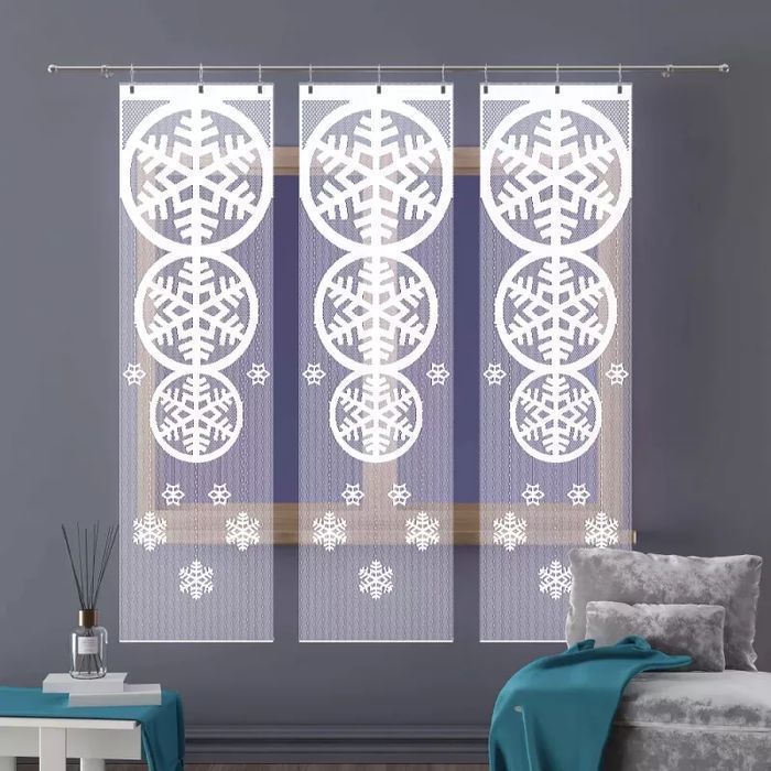Firanka panel żakardowy frędzle Zimowa 50x165 cm biały 50 [cm] 165 cm
