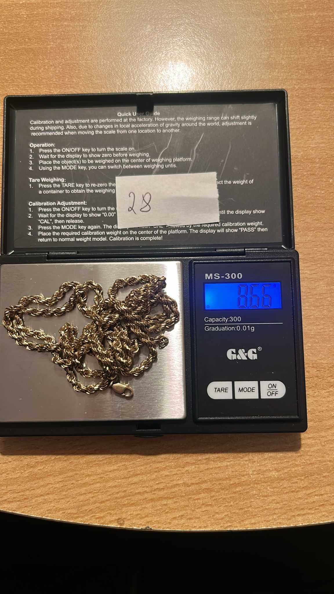 Złoty łańcuszek kordel /sznurek 333 8k 8,7gr  80cm dł  NIE 585 750 !!