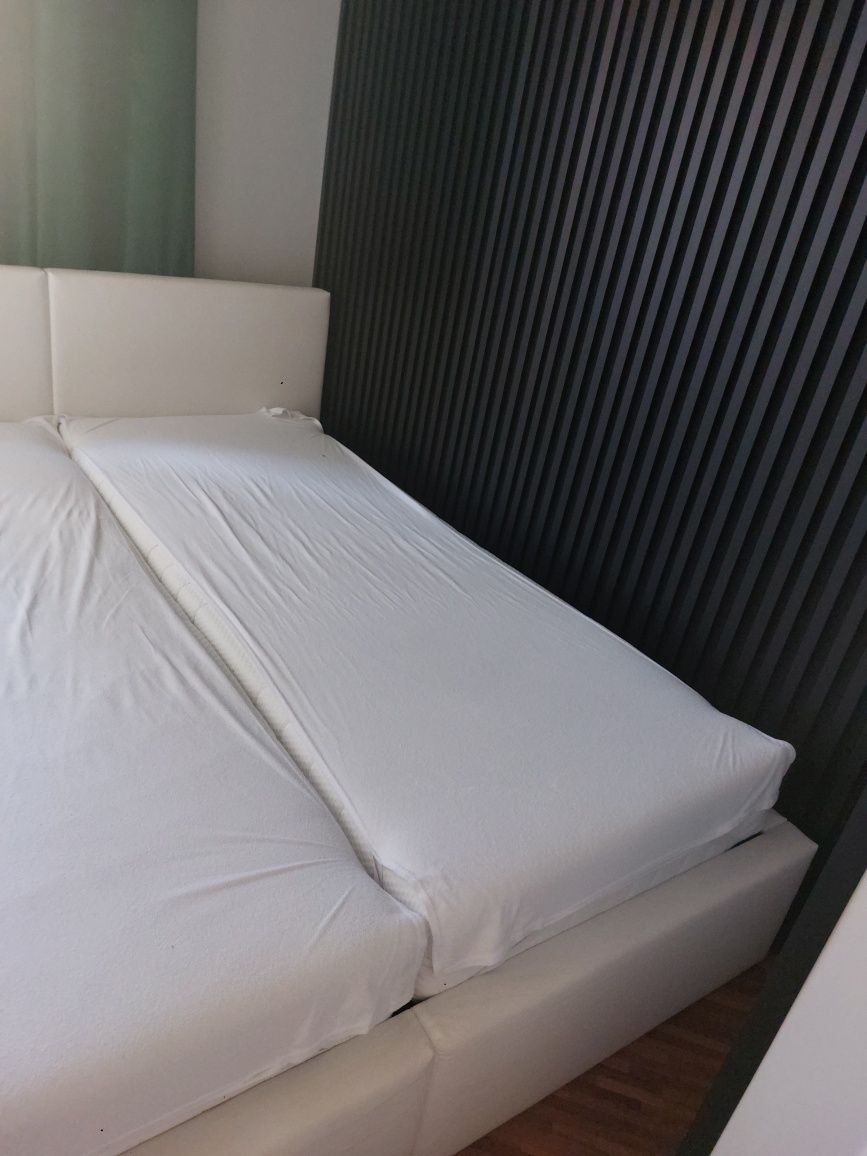 Łóżko sypialniane tapicerowane HILTON 160X200 z pojemnikiem, białe