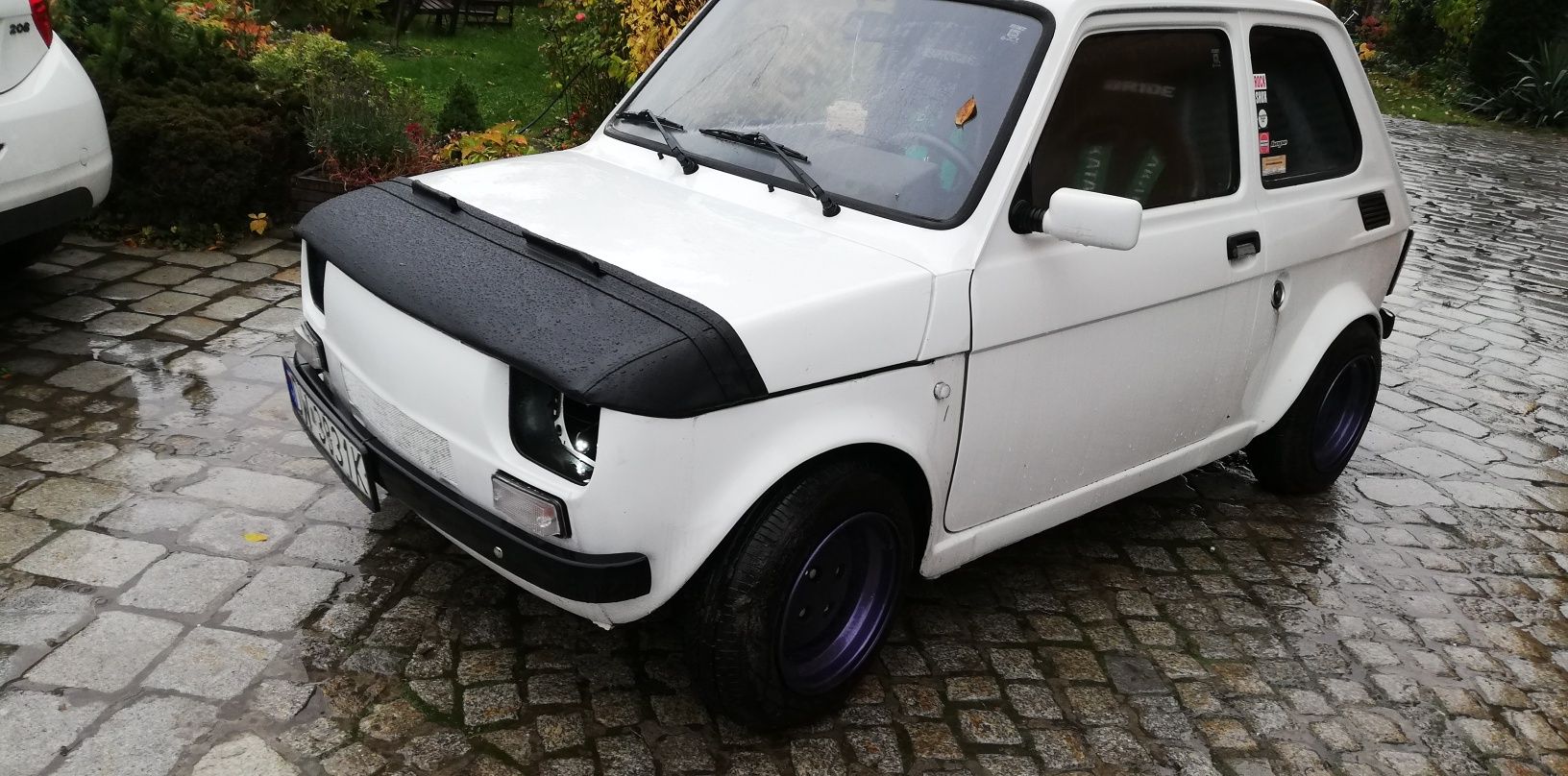 Fiat 126p bra osłona maski przedniej czarna skóra tuning