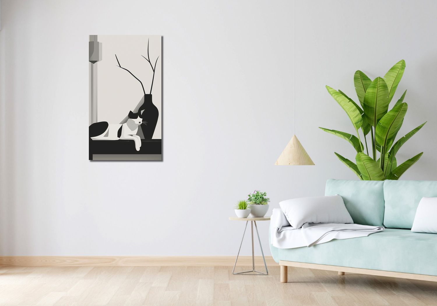 Obraz 50x90cm Kot w Odcieniach Szarości