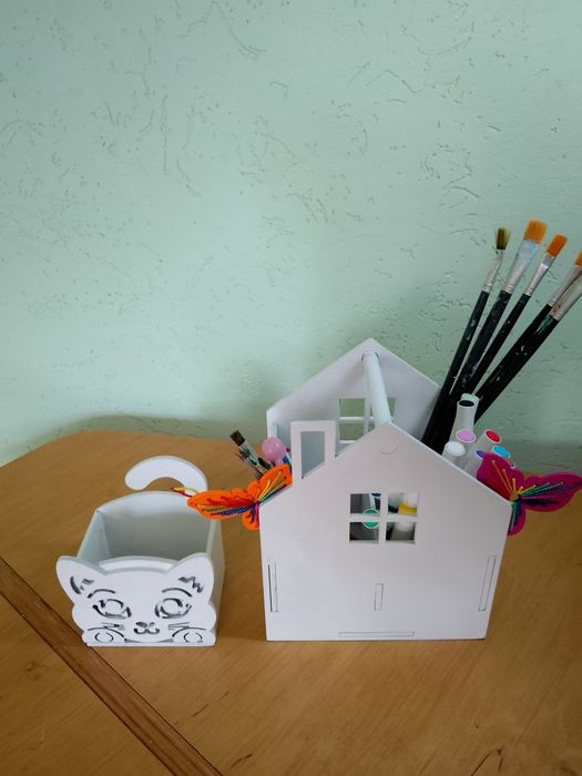 Дитячий органайзер для канцелярії ,,Хатинка  і Котик"