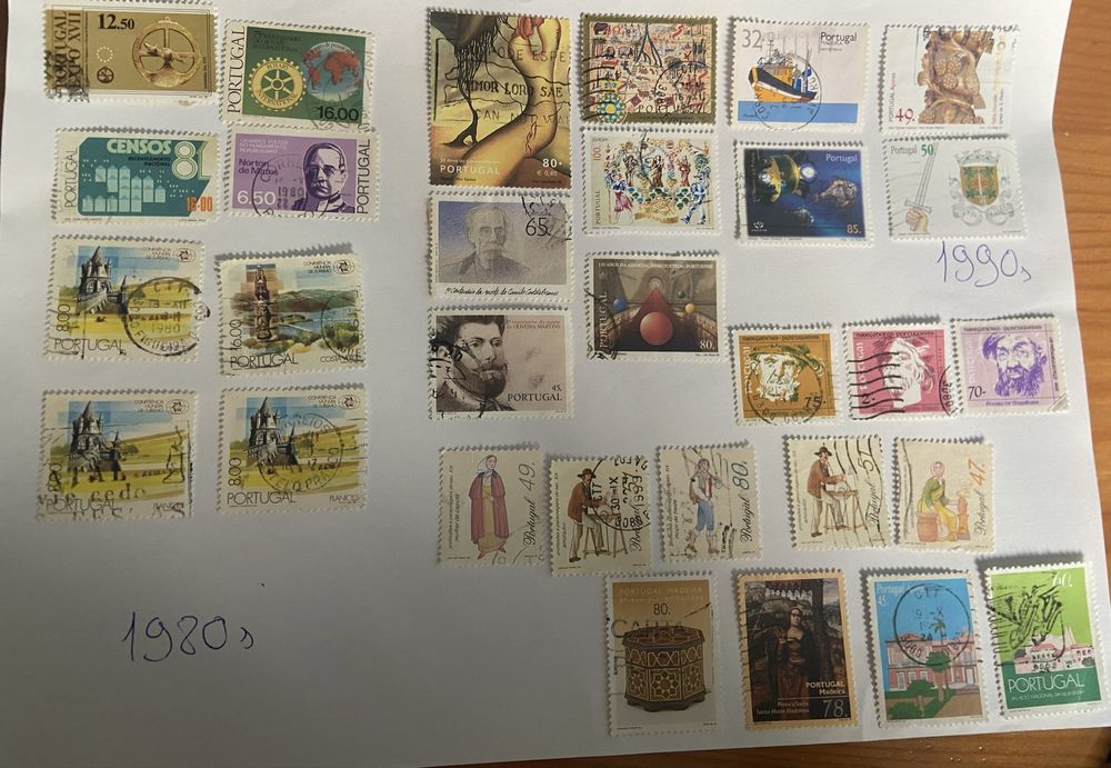 Lote de 30 selos portugueses usados – anos 80 e 90
