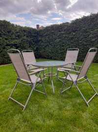 stół ogrodowy i 4 krzesła szary