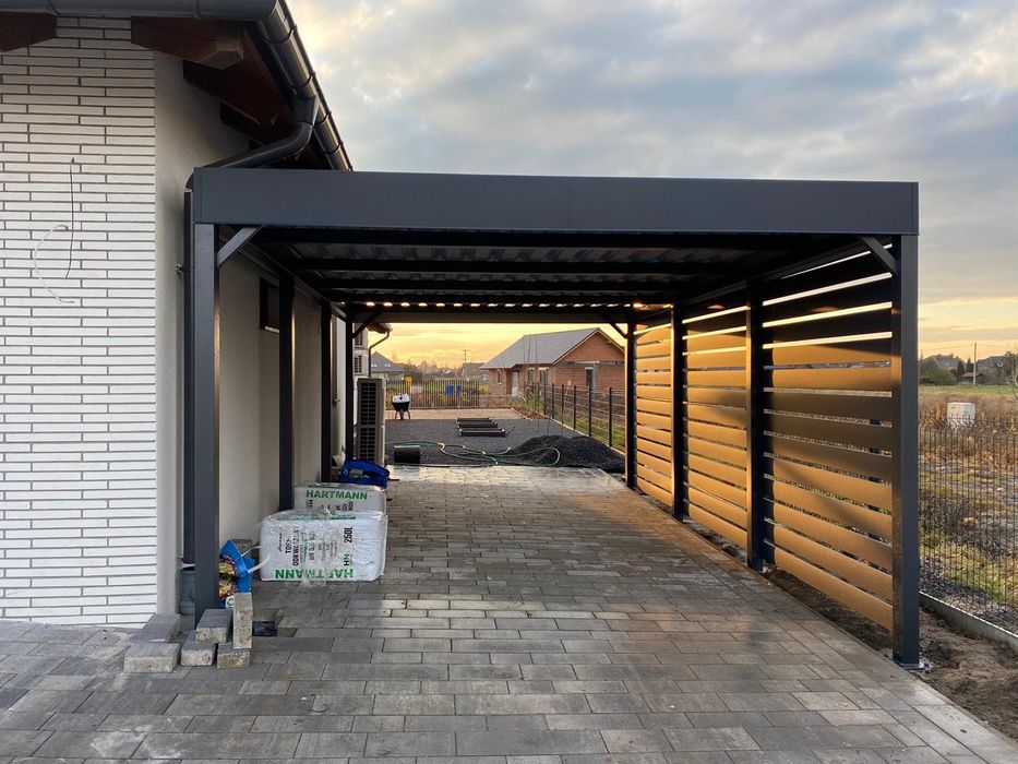 Nowoczesna wiata garażowa, carport
