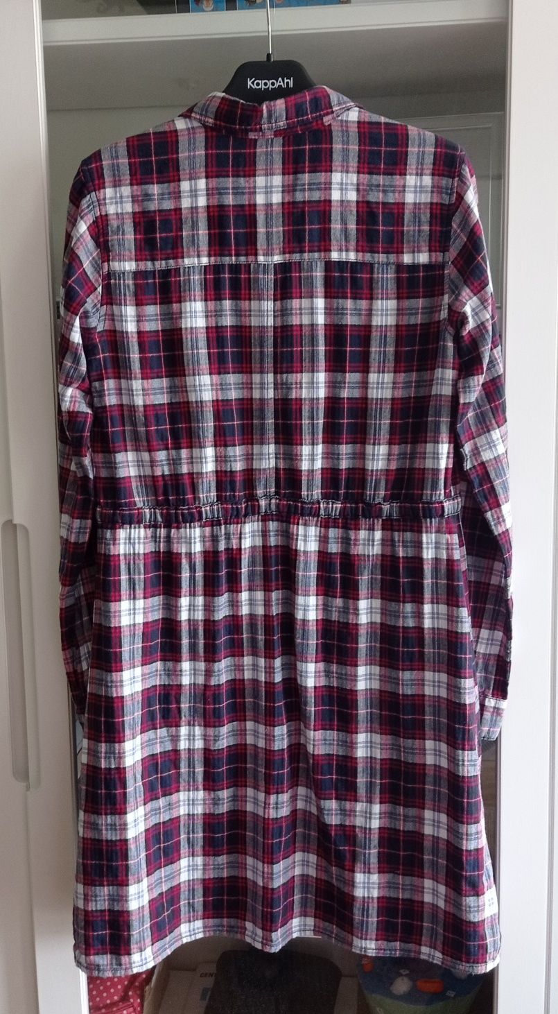 KappAhl Tunika Koszula Sukienka w kratę flanelowa 164 cm taliowana